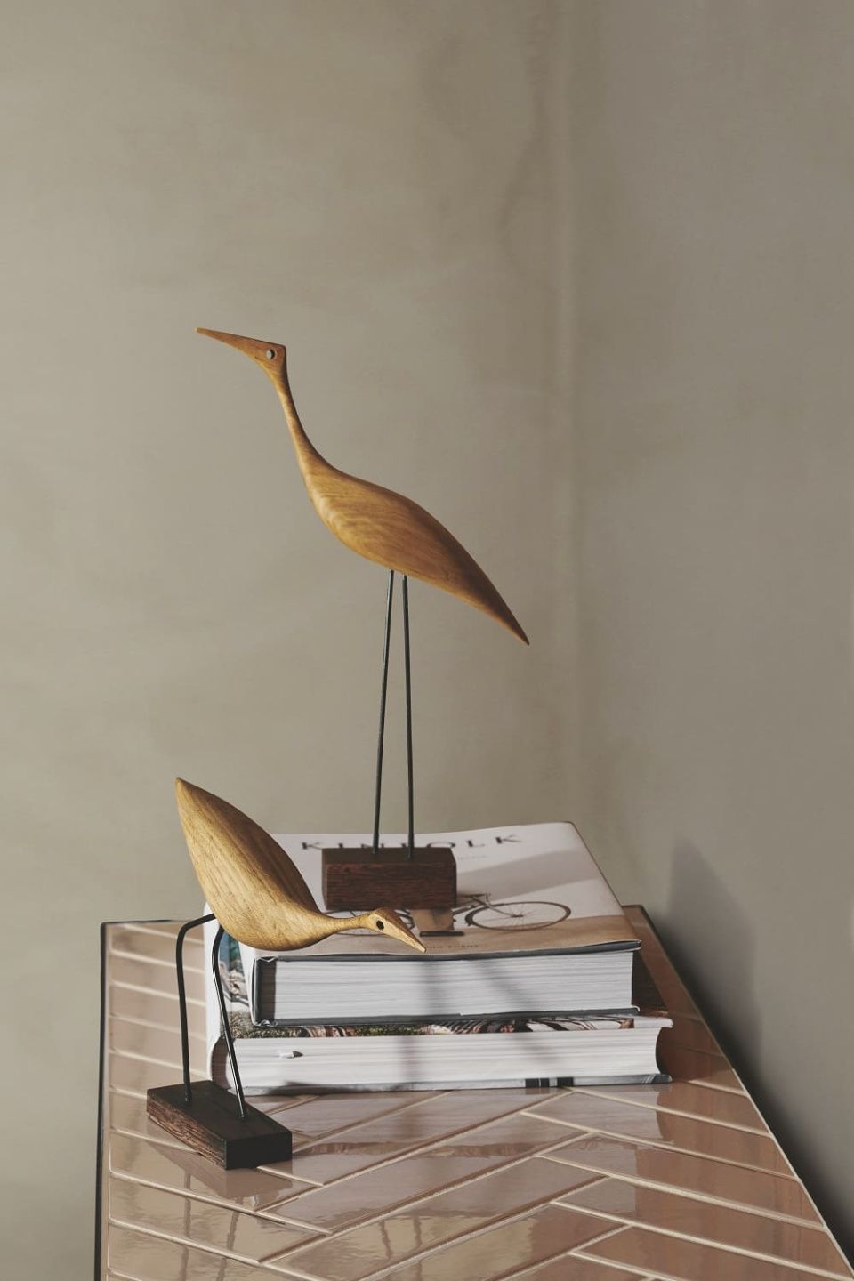 Декоративная птица Beak Bird Tall Heron Teak
